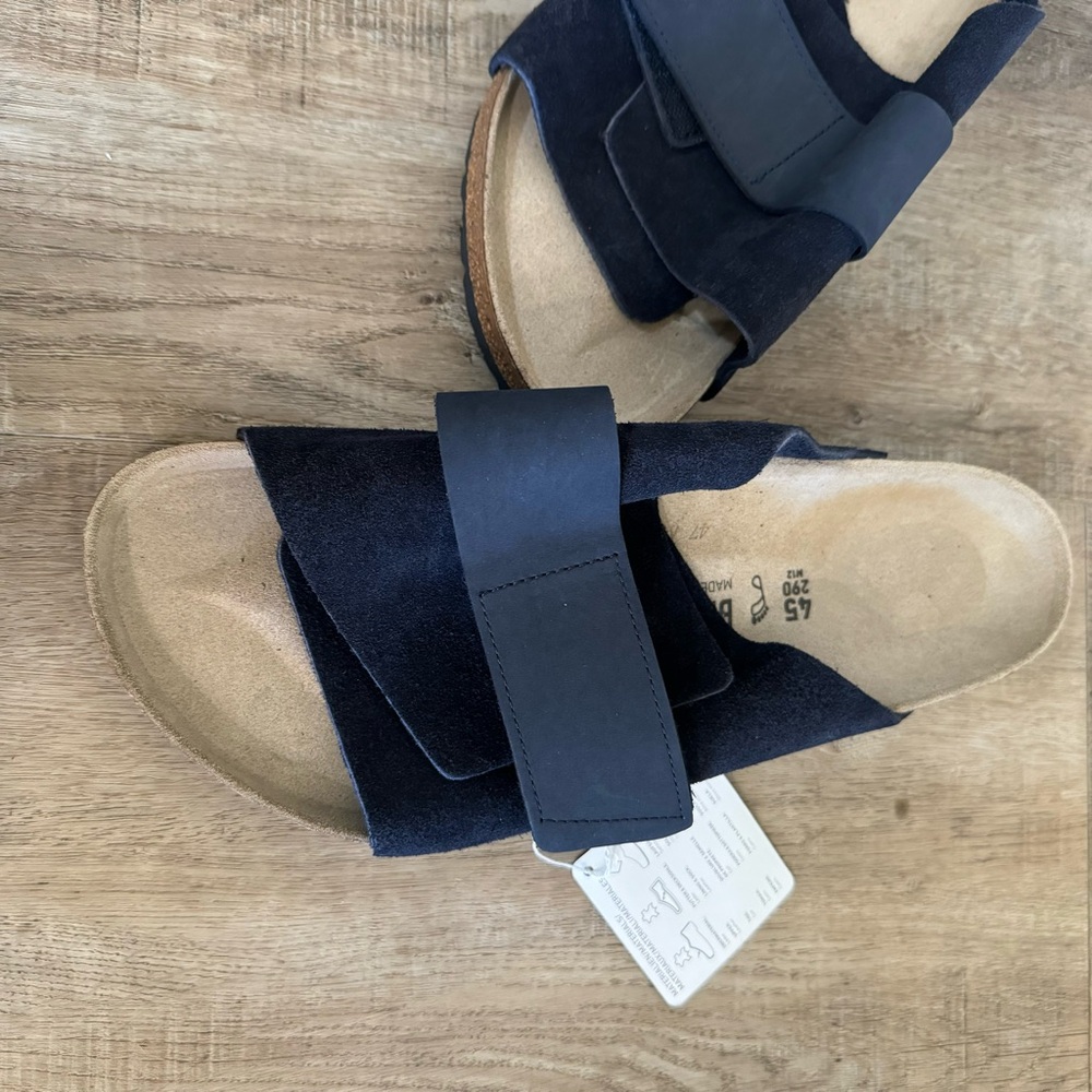 NWT Men's Navy Blue Suede Sandals Size EU 45 US 12 - Picture 2 of 5